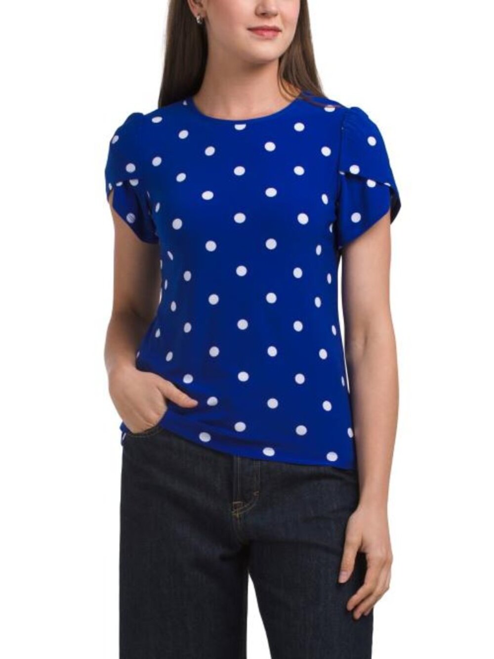 ANNE KLEIN Petite Tulip Sleeve Knit Top